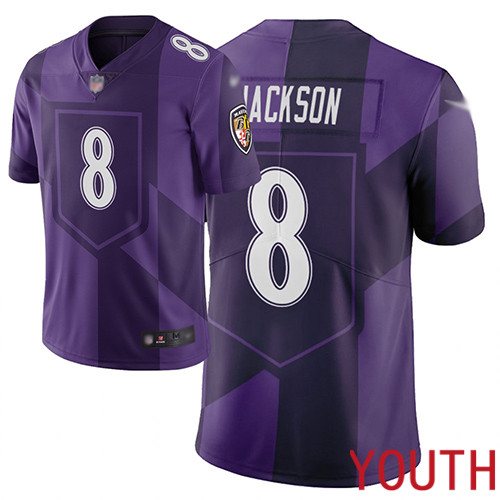 Baltimore Ravens Limited Purple Youth Lamar Jackson Jersey NFL Football #8 City Edition->youth nfl jersey->Youth Jersey